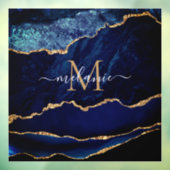 Agate Blue Gold Marble Name Letter Window Cling Raamsticker (Vel 3)