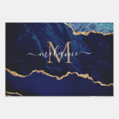 Agate Blue Gold Votre nom Lettre papier enveloppan (Devant)