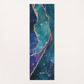 Agate Blue Paars Aqua Gold Veins Monogram Yogamat (Voorkant)