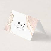 Agate Blush & Gold Glitter Weddenschapskaart Kaart (Achterkant)