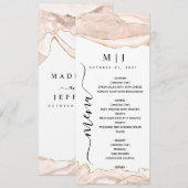 Agate Blush & Gold Glitter Wedding Menu (Voorkant / Achterkant)