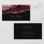 agate bordeaux sur carte de visite noir (Devant / Derrière)