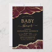 Agate Bourgogne Baby shower Gold Invitation (Devant)