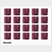 Agate Bourgondië Glitter Script Bruiloft Vierkante Sticker (Vel)