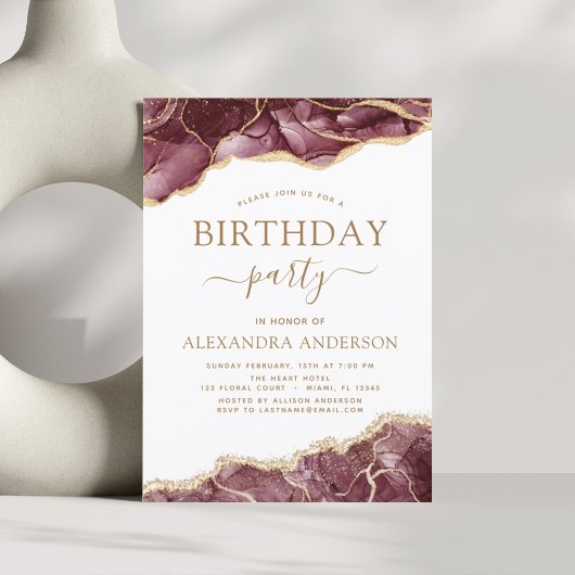 Agate Burgundy Birthday Party Any Age Invision