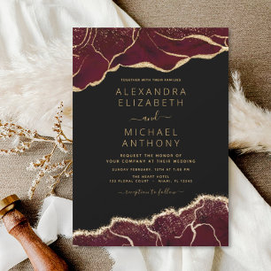 Agate Burgundy Gold Faire-part de mariage