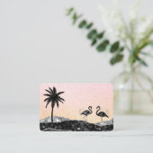 *~* Agate Crystal Palm Tree Tropical Flamingo Visitekaartje (Staand voorkant)
