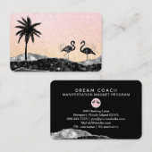 *~* Agate Crystal Palm Tree Tropical Flamingo Visitekaartje (Voorkant / Achterkant)