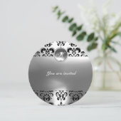 AGATE DAMASK EDELSTEEN MONOGRAM zwart wit Kaart (Staand voorkant)