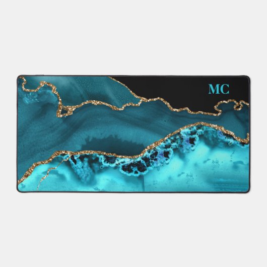 Agate de Parties scintillant turquoise et or avec  (Recto)