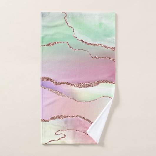 Agate de pastèque | Neo Mint Green et Cassis Pink (Serviette à main)