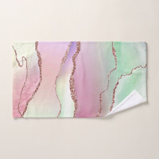Agate de pastèque | Neo Mint Green et Cassis Pink (Serviette à main)