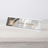 Agate Desk Nom Plaque Parties scintillant en or no (Devant)