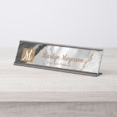 Agate Desk Nom Plaque Parties scintillant en or no (Devant)