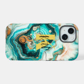 Agate doré Turquoise Personnalisé Monogramme moder (Verso Horizontal)