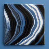 Agate effect, zwart, wit en blauw tegeltje