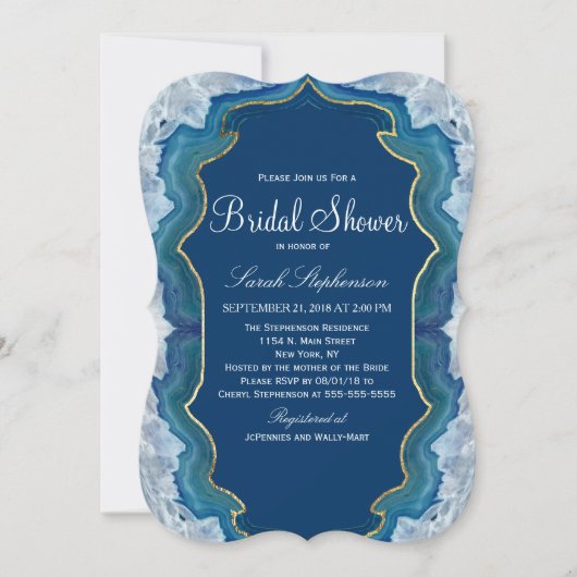 Agate Elegant  Blue Blauwgroen Geode Patroon Kaart (Voorkant)