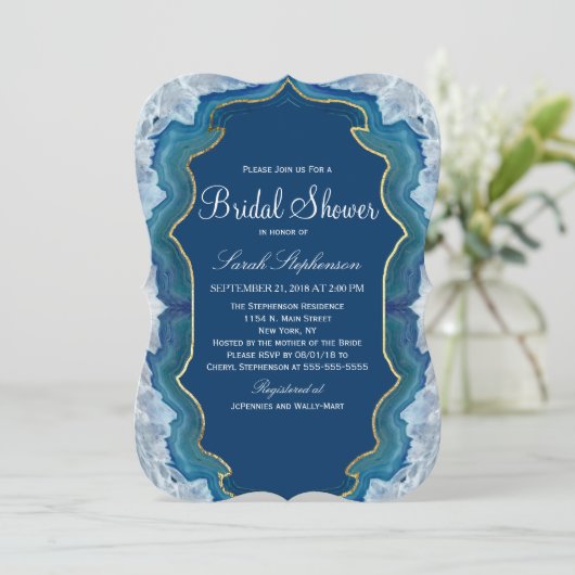 Agate Elegant  Blue Blauwgroen Geode Patroon Kaart (Staand voorkant)