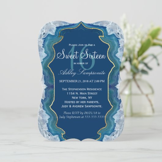 Agate Elegant Blue Blauwgroen Geode Patroon Kaart (Staand voorkant)