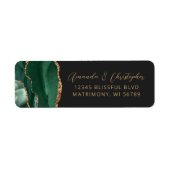 Agate Emerald Green Dark Wedding Retouradres Etiket (Voorkant)