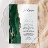 Agate Emerald Green Gold Script Wedding Menu