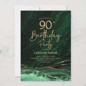 Agate Emerald Groen Goud 90e Verjaardag Kaart (Voorkant)