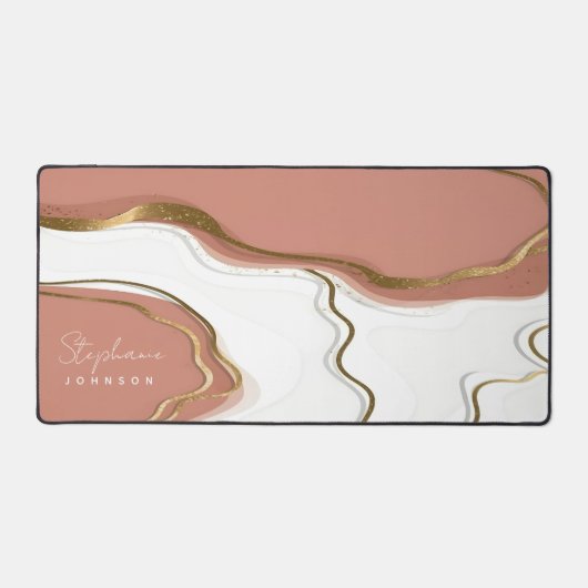 Agate en or rose rose marbré élégant monogrammé (Recto)