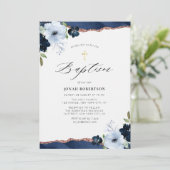 agate florale bleue invitation au baptême (Debout devant)