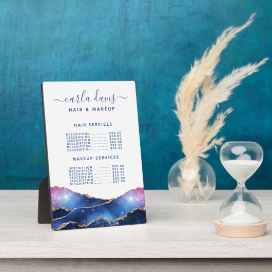 Agate Galaxy Celestial Salon Price Menu Plaque Fotoplaat (Zijkant)