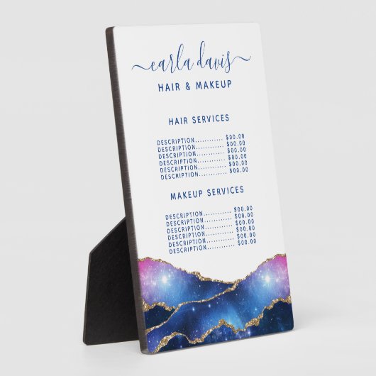 Agate Galaxy Celestial Salon Prix Menu Plaque (Côté)