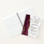 Agate Geode Burgundy Gold Marble Wedding Guest Notitieboek (Binnen)