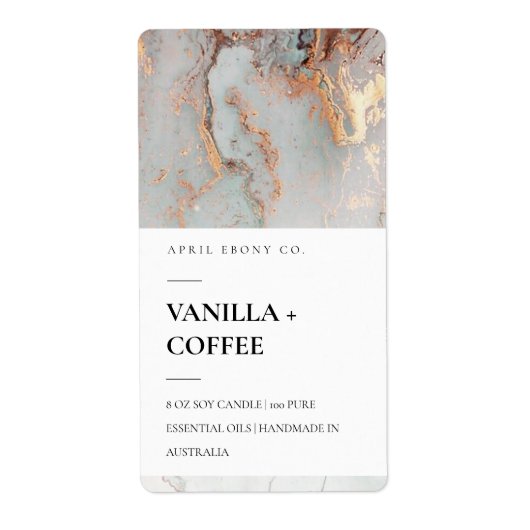 AGATE GEODE DUSKY GRAY COPPER GOLD CANDLE ETIKET (Voorkant)