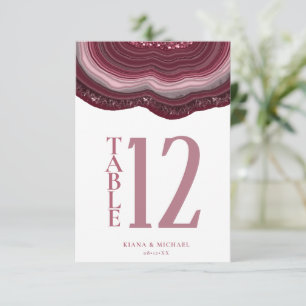 Agate Geode Glitter Table Number Burgundy ID647 Kaart