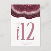 Agate Geode Glitter Table Number Burgundy ID647 Kaart (Achterkant)