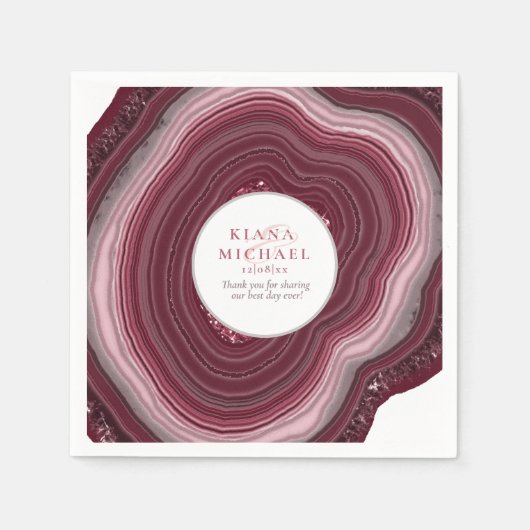 Agate Geode Glitter Wedding Burgundy V2 ID647 Servet (Voorkant)