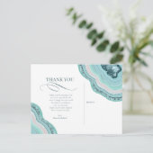 Agate Geode Glitter Wedding Dank u Blauwgroen ID64 Aankondigingskaart (Staand voorkant)