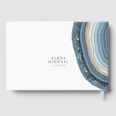 Agate Geode Glitter Wedding Dusty Blue ID647 Gastenboek (Achterkant)