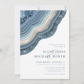 Agate Geode Glitter Wedding Dusty Blue ID647 Kaart (Voorkant)