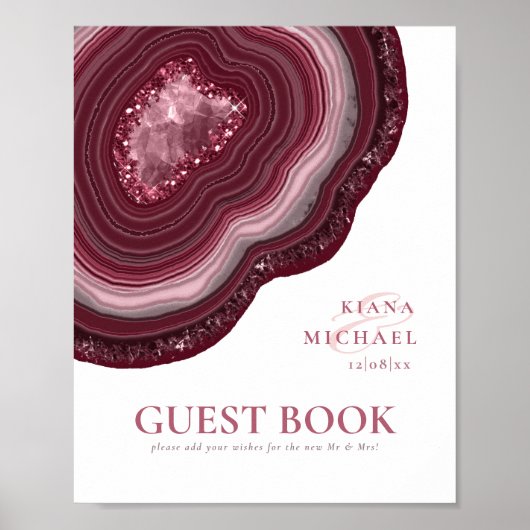 Agate Geode Glitter Wedding Guests Burgundy ID647 Poster (Voorkant)