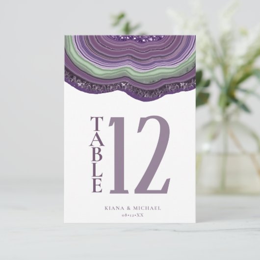Agate Geode Glitter Wedding Violet ID647 Kaart (Staand voorkant)
