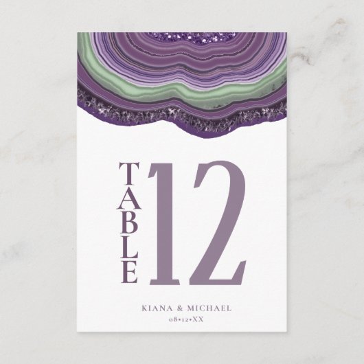 Agate Geode Glitter Wedding Violet ID647 Kaart (Achterkant)