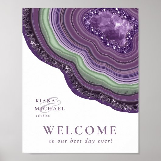 Agate Geode Glitter Wedding Welcome Violet ID647 Poster (Voorkant)