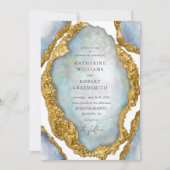 Agate Geode Pearl Faire-part de mariage doré (Devant)