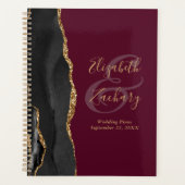 Agate Géode Script Black Gold Burgundy Mariage (Devant)