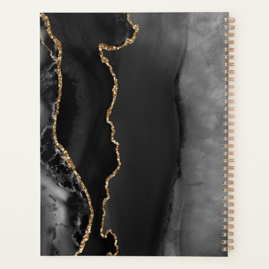 Agate Geode Script Black Gold Dark Mariage Plans (Dos)