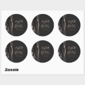 Agate Geode Script Black Roos Gold Dark Weddenscha Ronde Sticker (Vel)