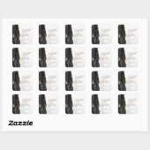 Agate Geode Script Zwart Goud Marmeren bruiloft Vierkante Sticker (Vel)