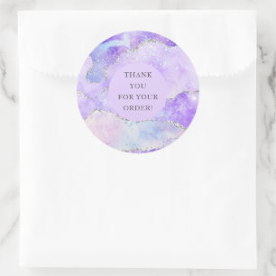 Agate Glitter Paars Bedankt voor uw bestelling Ronde Sticker