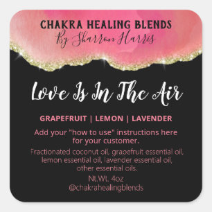 Agate Glitter Roze en Zwart Liefde Blend Labels