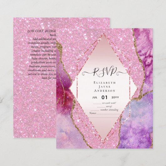 AGATE GLITTER RSVP Budget (Voorkant / Achterkant)